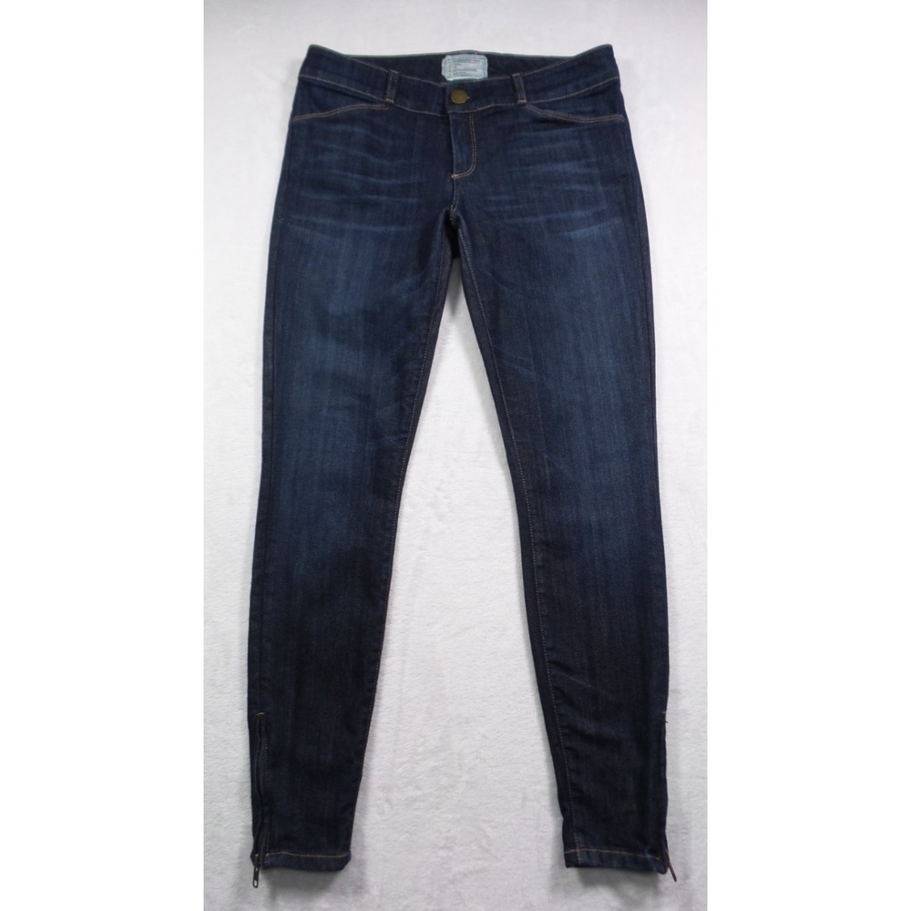 Current/Elliott Jeans‎ Womens Size 27 Blue Denim Tapered Ankle Zip Stretch Dark